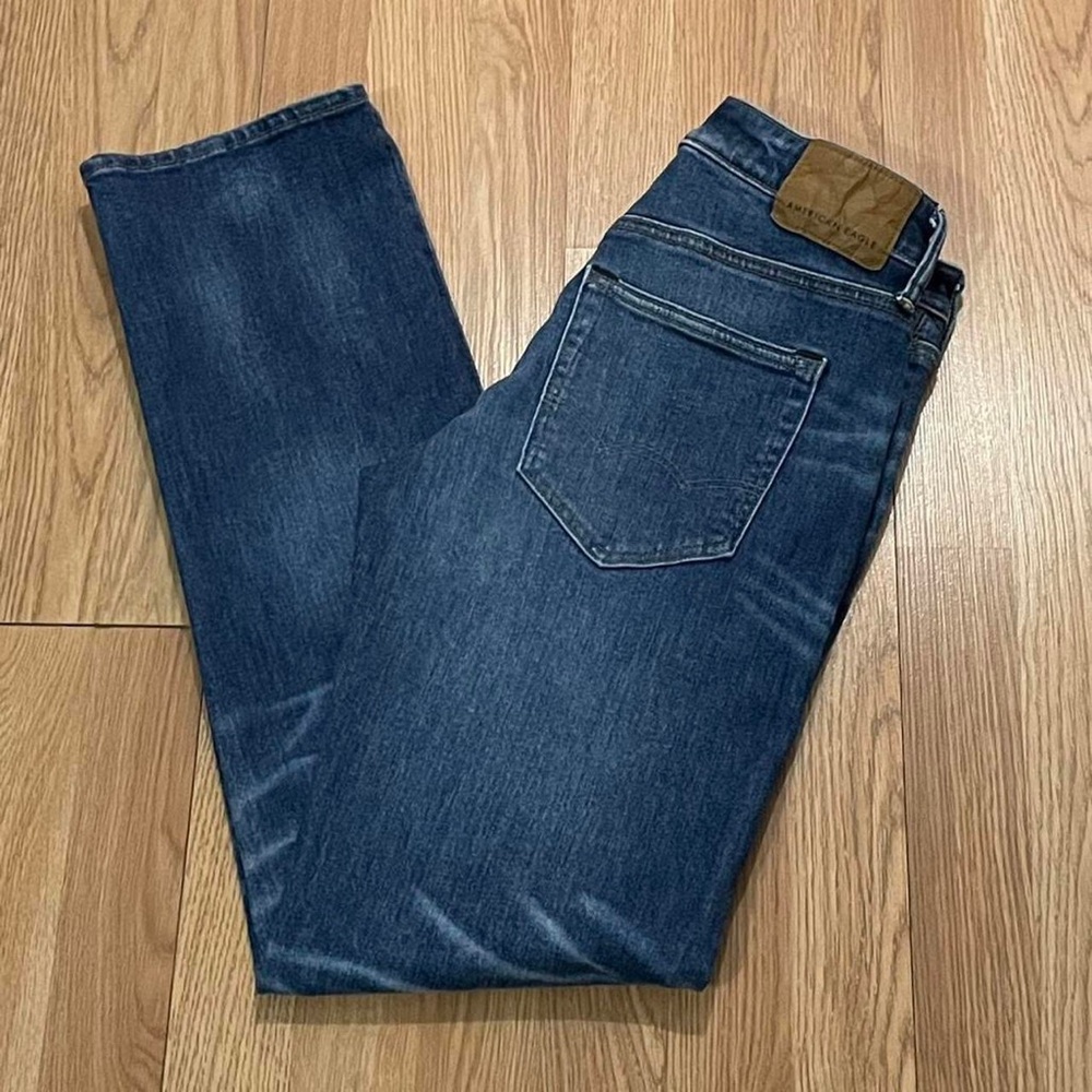 American Eagle Men’s 30x34 (30x33) Original Straight Jeans Dark Blue Denim